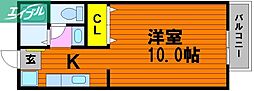 レジデンス西崎B 1Kの間取図画像