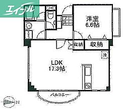 谷万成プリーモ 1LDKの間取図画像