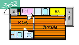 グリーンハウス 1Kの間取図画像