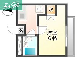 クレアンジュISHIMA 1Kの間取図画像