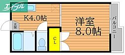 ドエル津島 1Kの間取図画像