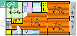 オルセーメゾン山川C 3DKの間取図画像