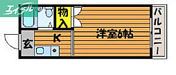 ST学南 1Kの間取図画像