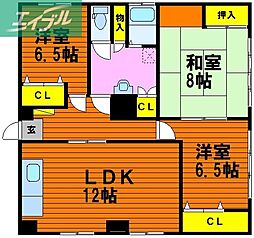 国際コーポビル 3LDKの間取図画像