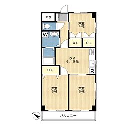 サンパレス藤が丘 3DKの間取図画像