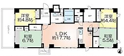 アーサヒルズA棟 4LDKの間取図画像