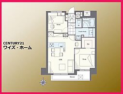中野桃園シティハウス 2LDKの間取図画像