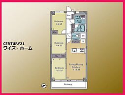 大島スカイハイツ 3LDKの間取図画像