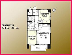 シャンピア北沢 2LDKの間取図画像