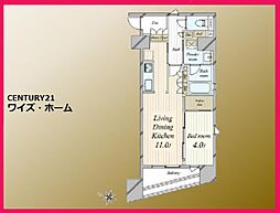 シティインデックス千代田岩本町 1LDKの間取図画像
