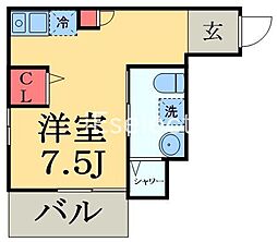MELDIA京成稲毛（メルディア） 1階ワンルームの間取り
