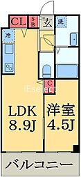 プラージュ幕張 1階1LDKの間取り