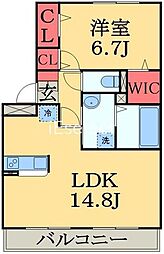 クロシェットB 1LDKの間取図画像