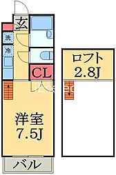 キャッスル本郷 1Kの間取図画像