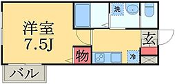 プランドール葛城 1Kの間取図画像