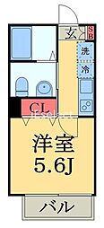 アンビション検見川 1Kの間取図画像