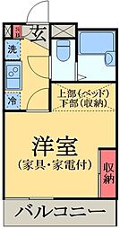 レオパレスだるま 1Kの間取図画像