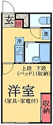 レオパレスときた 1Kの間取図画像