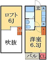 サニーサイド千葉 1Kの間取図画像