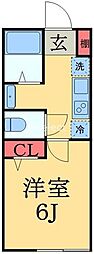 サンライズ西千葉 1Kの間取図画像