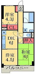 ライオンズマンション稲毛第2 2LDKの間取図画像