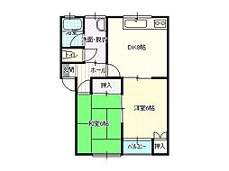 メゾンドゥセレッソ 2DKの間取図画像