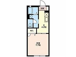 シャルマン城東1 1Kの間取図画像