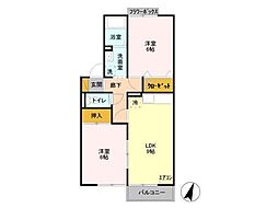 グラン・デ・コートA 2DKの間取図画像