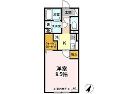 マウントナンバオータム 1Kの間取図画像