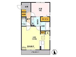 グランディール石橋 1LDKの間取図画像
