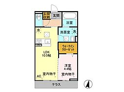 レフィナードA 1LDKの間取図画像