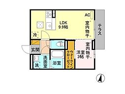 レフィナードB 1LDKの間取図画像