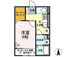 アクシス寺町 1Kの間取図画像