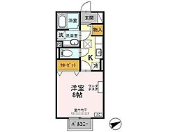 セジュールモナリエA 1Kの間取図画像