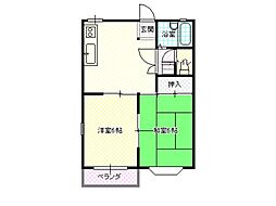 ヴィラリヴィエール 2DKの間取図画像