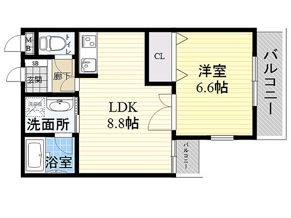 ASKコート ｜大阪府大阪市東淀川区西淡路２丁目(賃貸マンション1LDK・3階・37.30㎡)の写真 その2