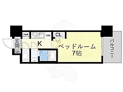 セレニテ新大阪プリエ 14階1Kの間取り