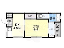なかよしマンション東淀川 1DKの間取図画像