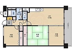 カーム淀川 3LDKの間取図画像