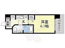 リッツ新大阪 1Kの間取図画像