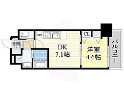 スプランディッド新大阪キャトル 1DKの間取図画像