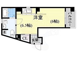 ベルグランデ新大阪 ワンルームの間取図画像