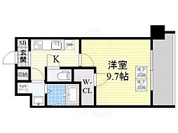 スプランディッド新大阪DUE 1Kの間取図画像