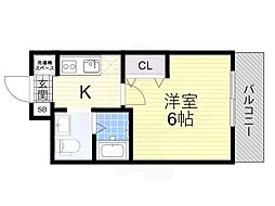 パークヒルズ新大阪will 1Kの間取図画像