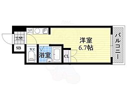キャッスル北沢新大阪 ワンルームの間取図画像