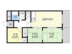 ハイツサンコー 3LDKの間取図画像