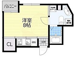 ベルグランデ新大阪 ワンルームの間取図画像