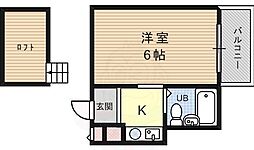 メゾネット北野 1Kの間取図画像