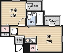 アメニティー新大阪二番館 1DKの間取図画像