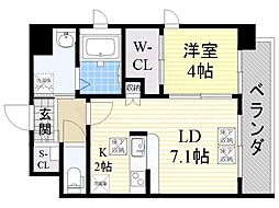 スプランディッド新大阪DUE 1LDKの間取図画像